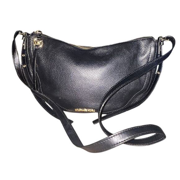 Michael Kors Camden Small Pebbled Leather Black Messenger Crossbody Bag - Picture 2 of 10